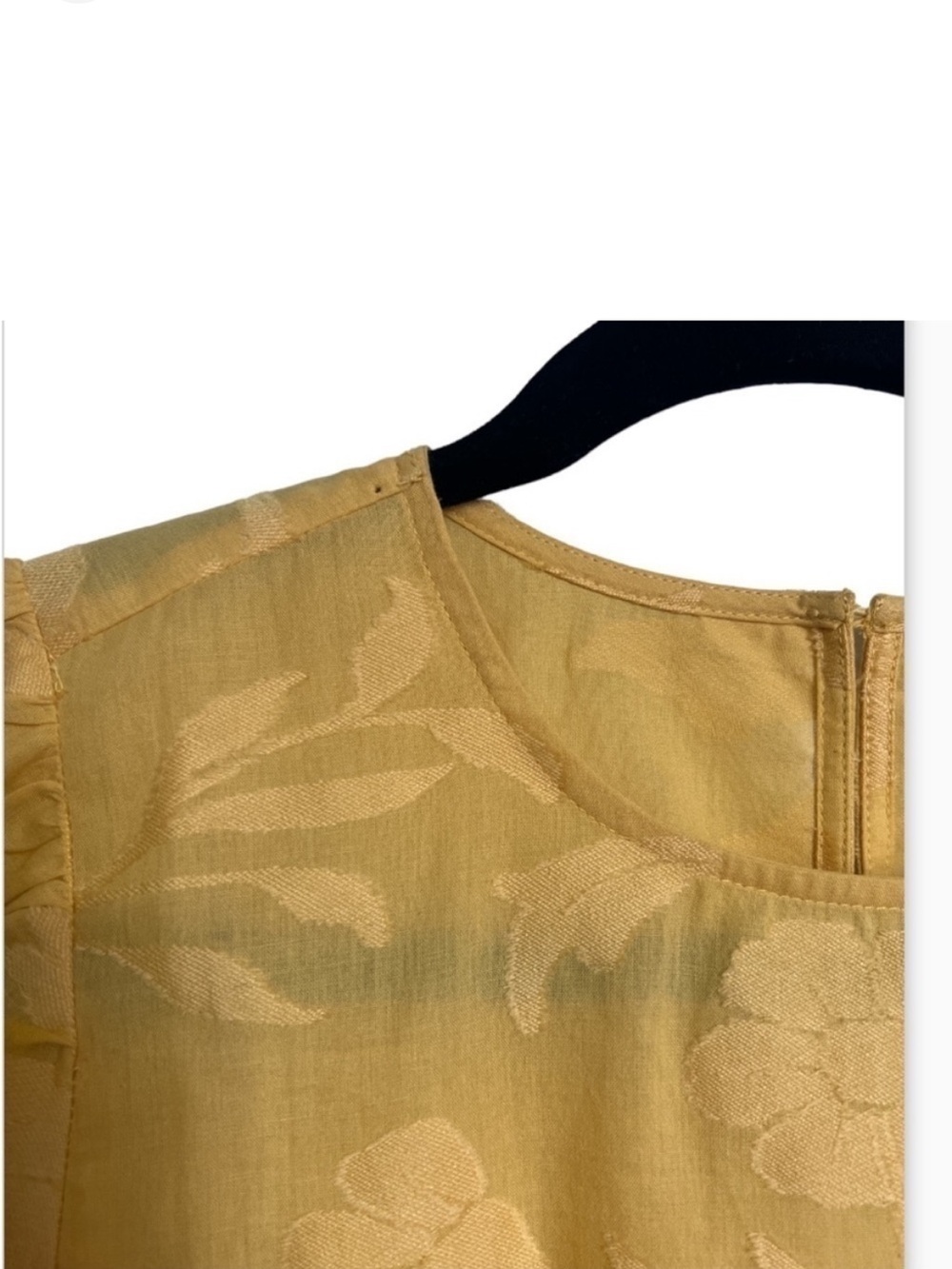 Ann Taylor Yellow Floral Jacquard Puff Sleeve Blouse NWT - Picture 8 of 8